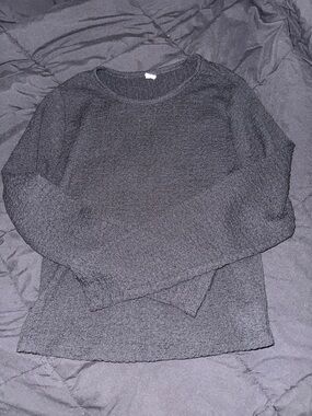 Old Navy Black Textured Long Sleeve Tank Top